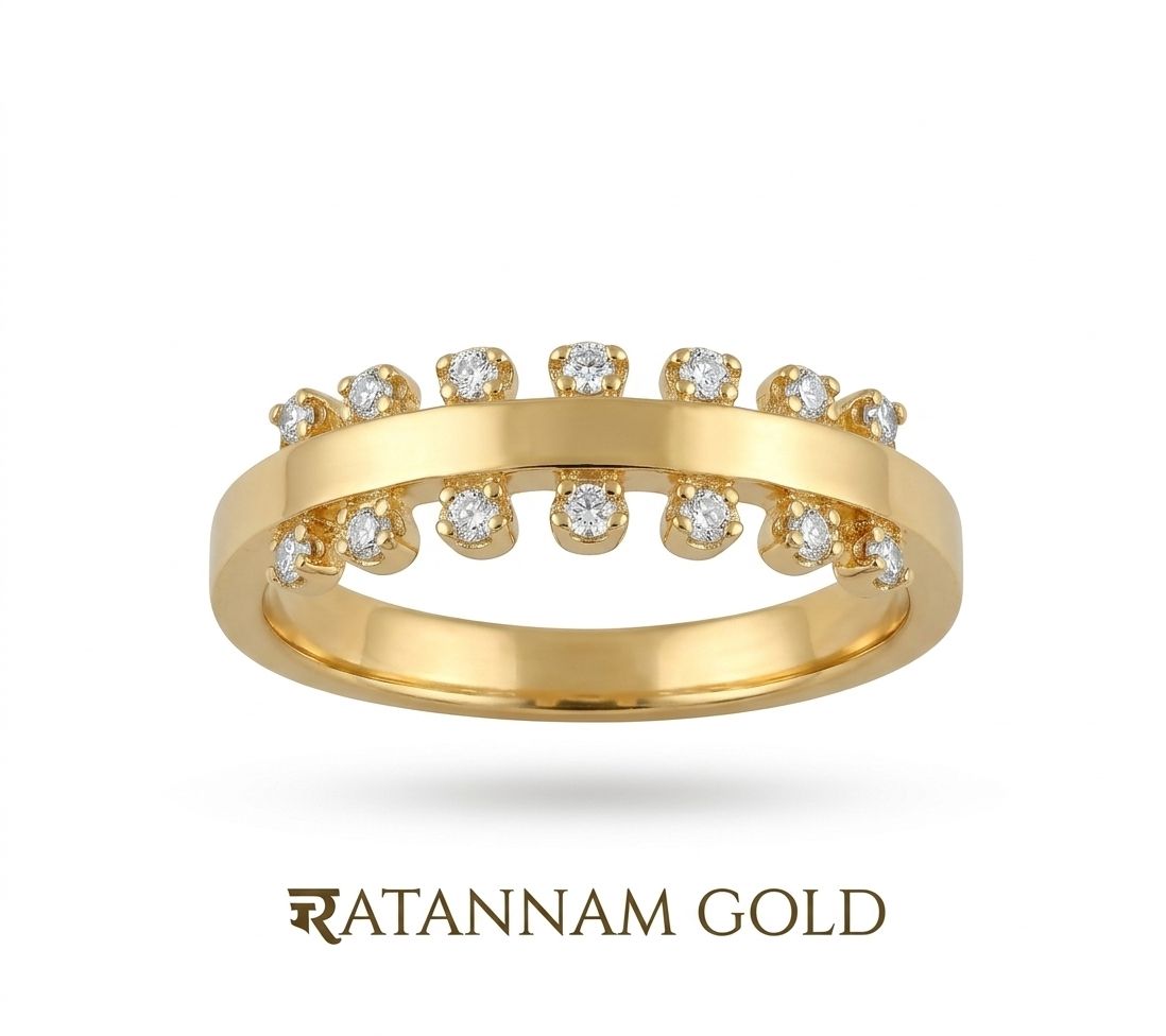 Celestial Bridge Diamond Guard Ring with Symmetrical Statement Band